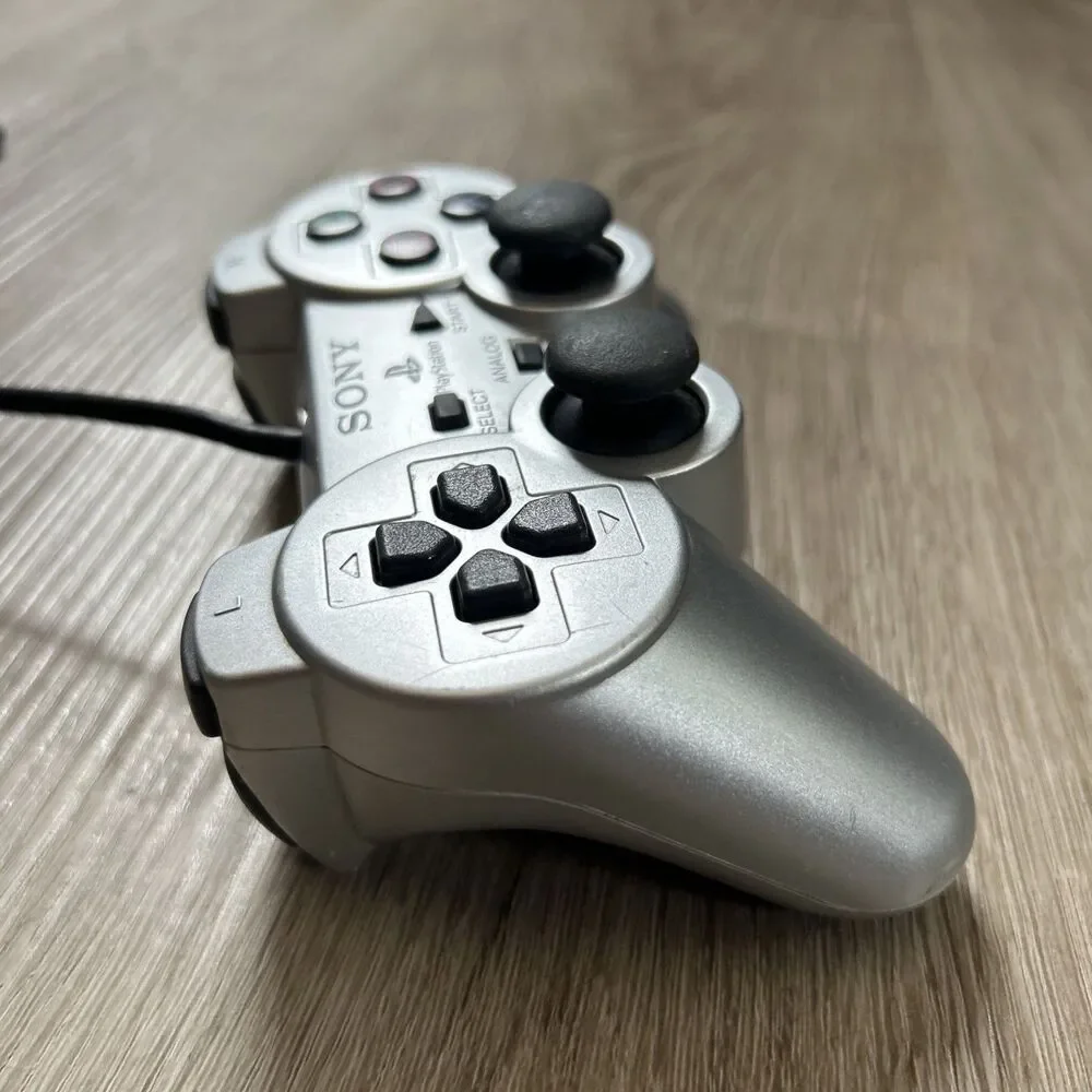 Sony Playstation 2 PS2 Controller OEM Silver Dualshock 2 SCPH-10010 Tested Works